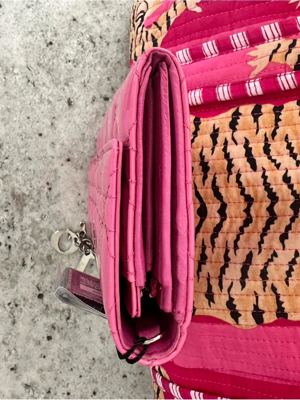 ⭐️ Dior Chain Pink Leather Cannage Wallet Dior Charm - EXCELLENT, Authenticated